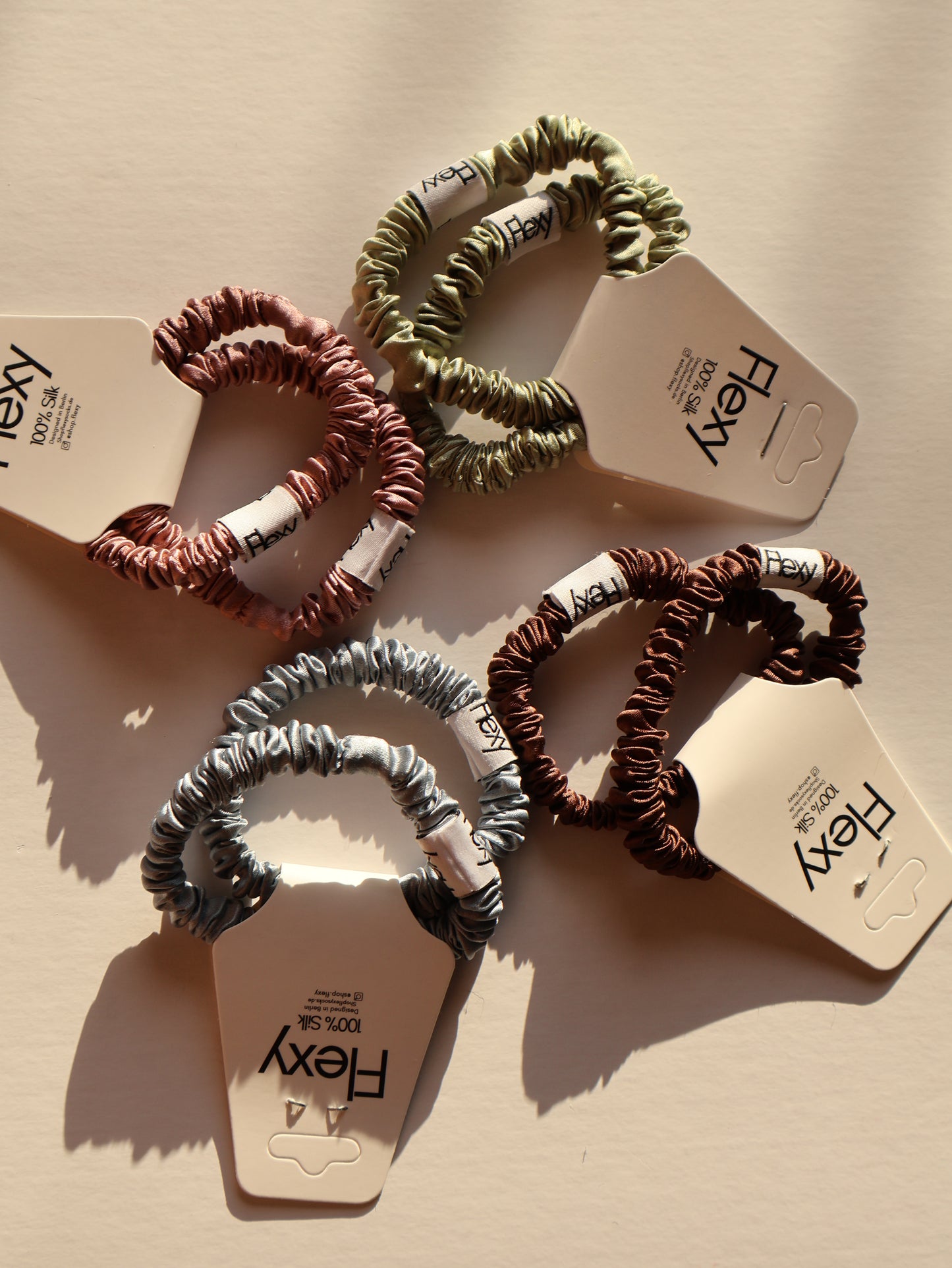100% silk hair ties - Green