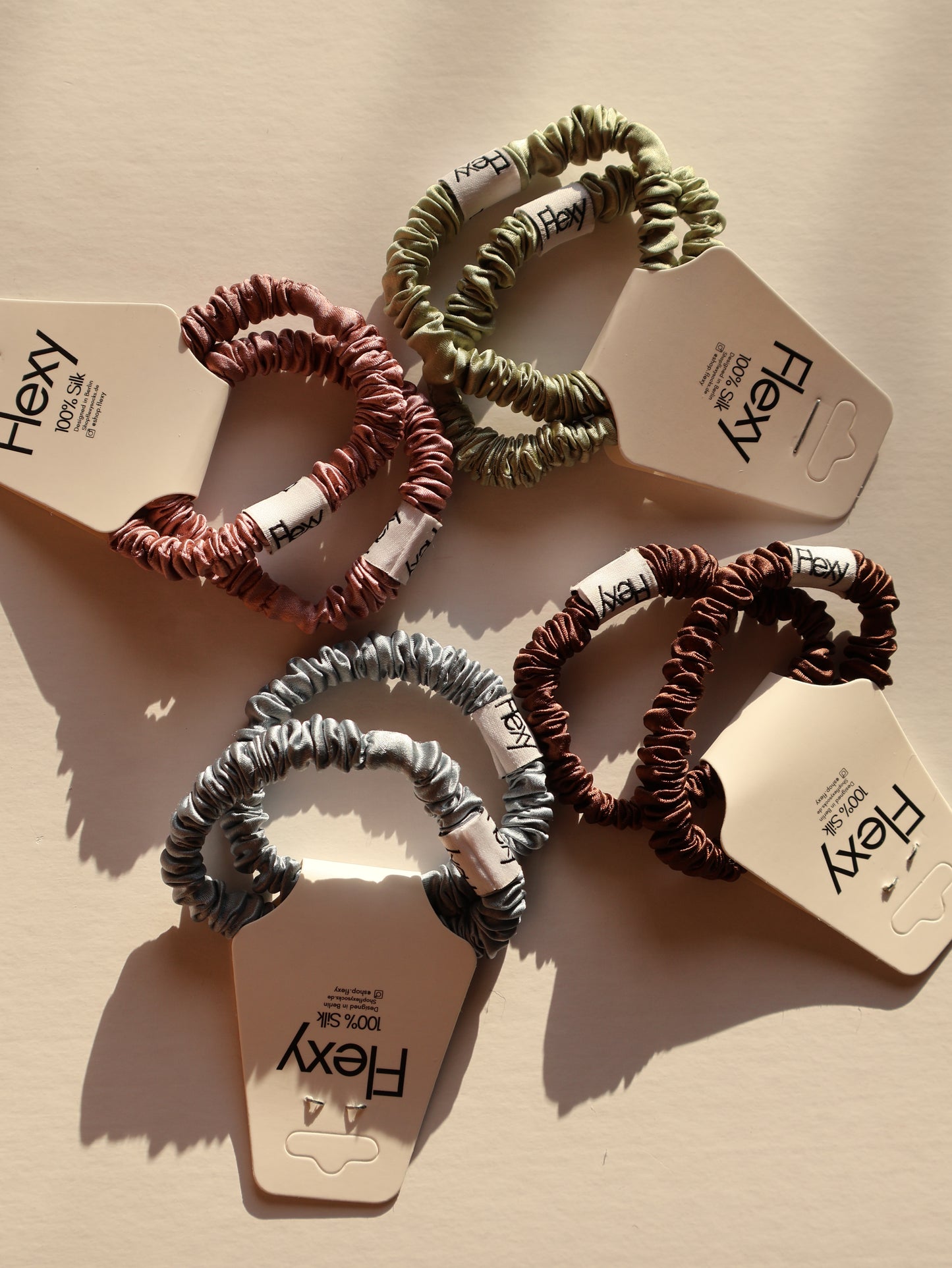 100% silk hair ties - Green