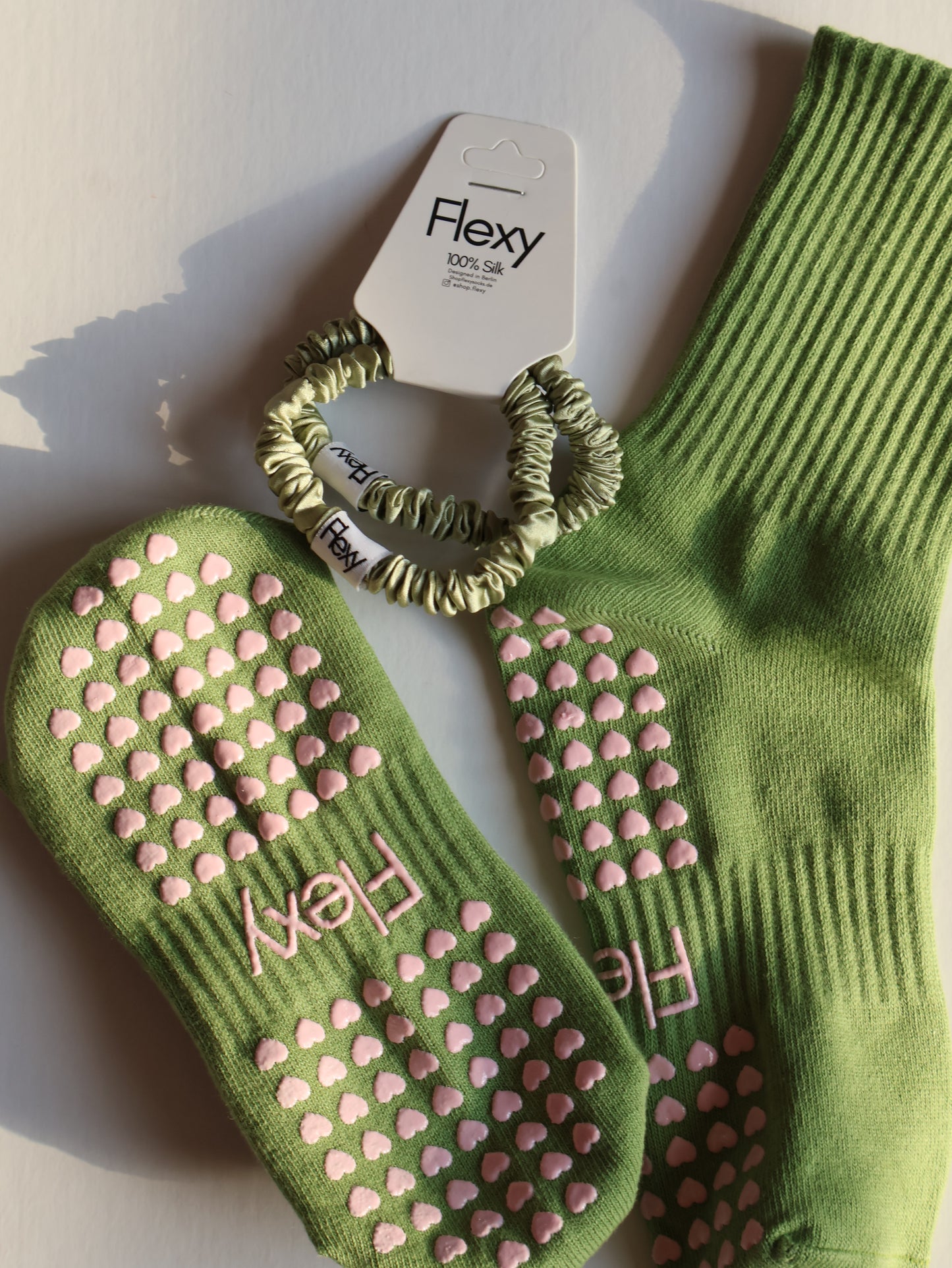 100% silk hair ties - Green