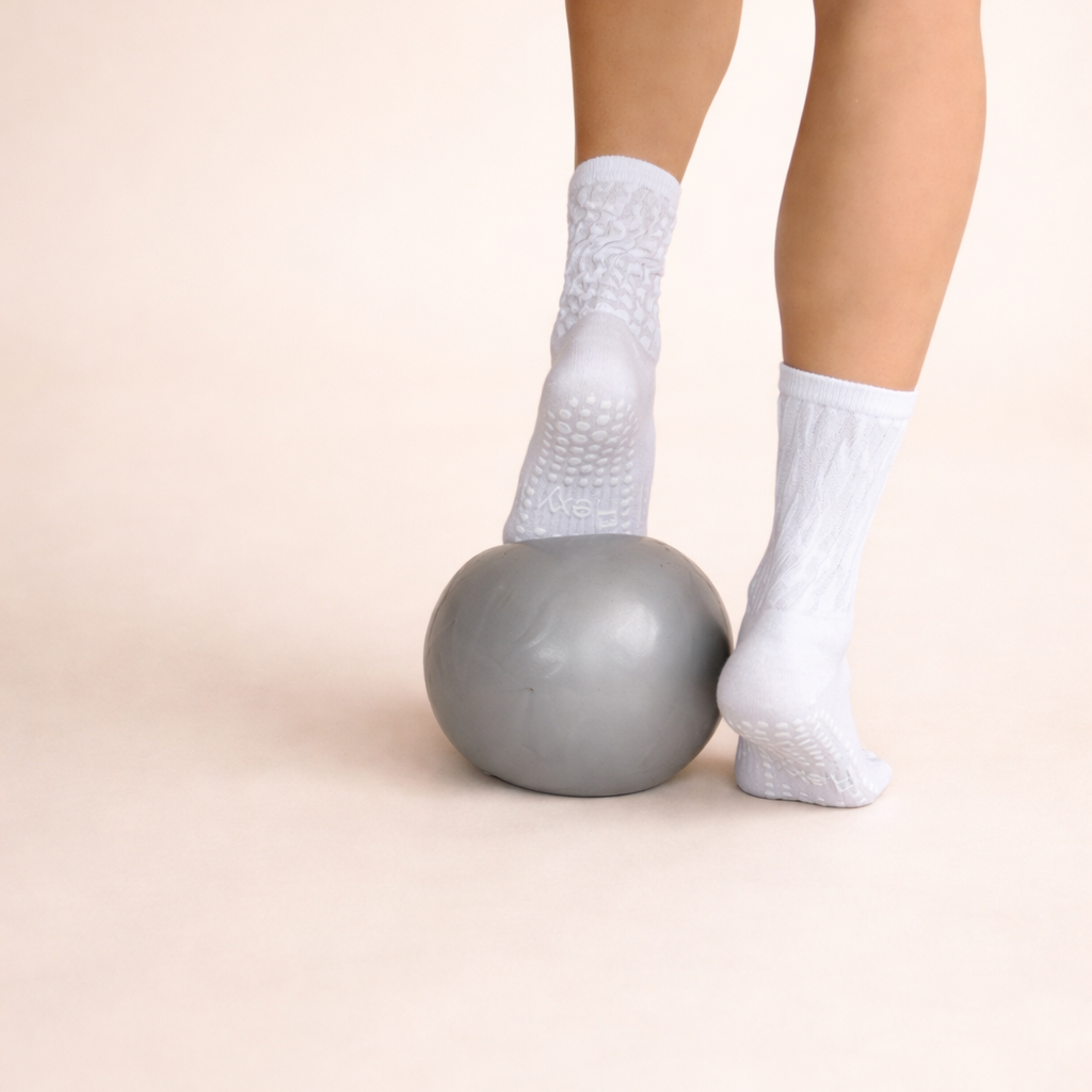 Slouchy White Grip Sock