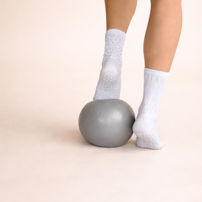 Slouchy White Grip Sock