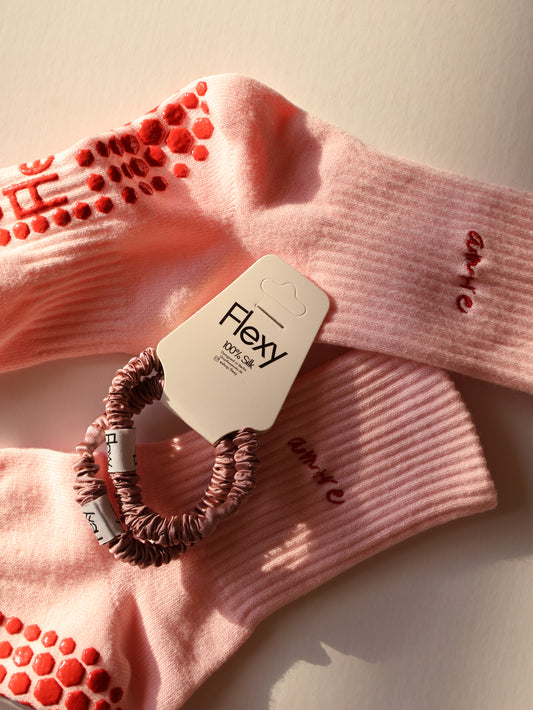 100% silk hair ties - pink