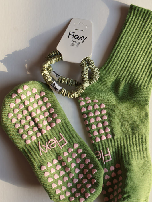 100% silk hair ties - Green