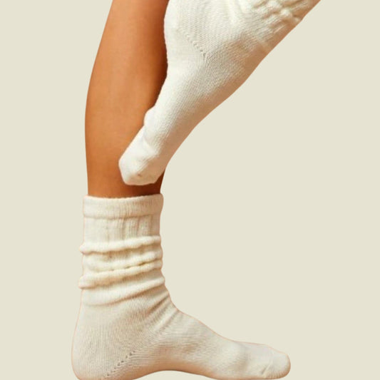 Slouchy White Grip Sock